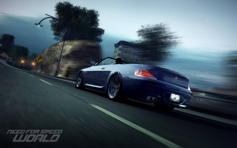blue convertible racing at night