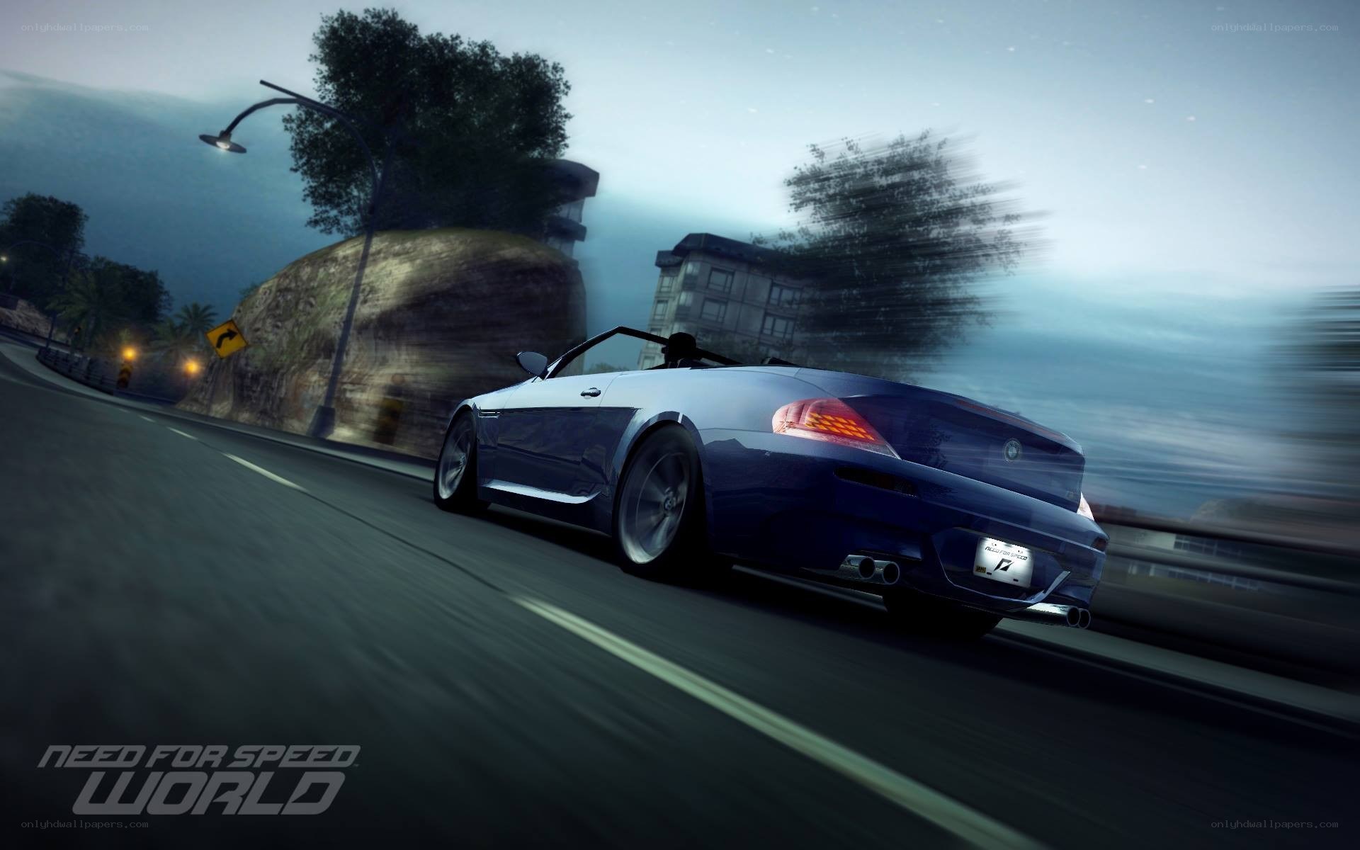 blue convertible racing at night