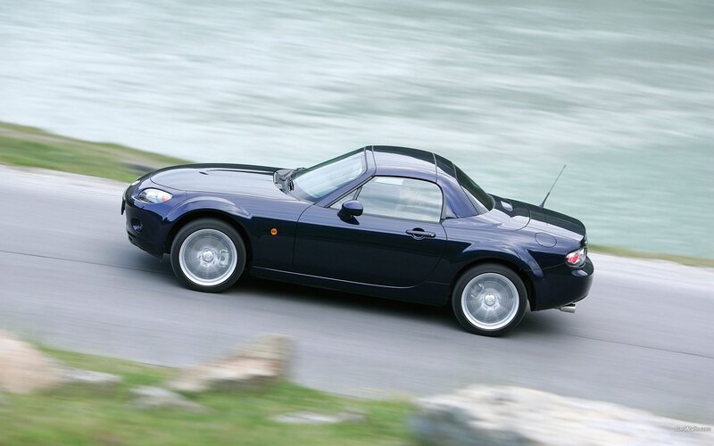 blue convertible sports car