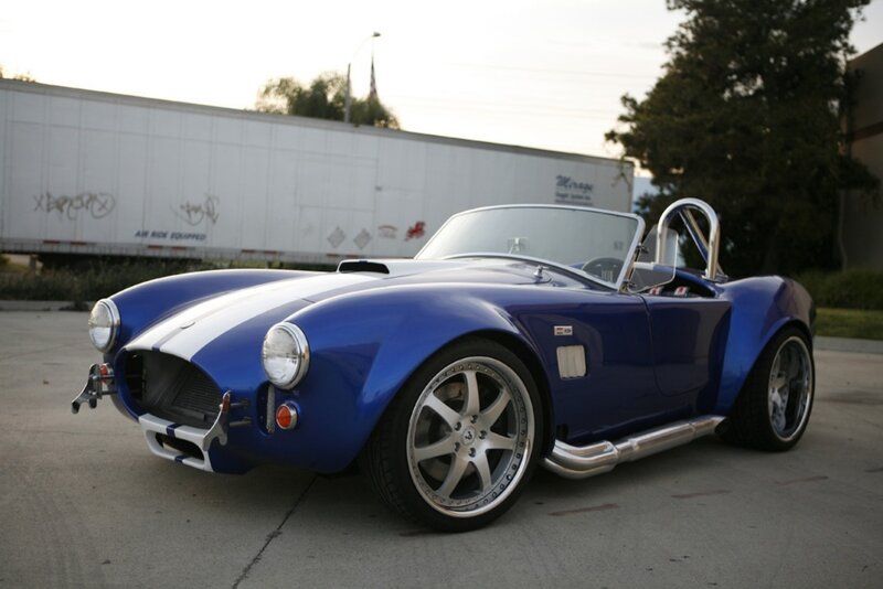 Blue Convertible Sports Car — Calm, Sunset
