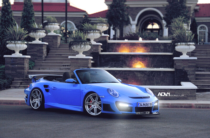 Blue Convertible Sports Car — Dramatic, Sunset, Photograph
