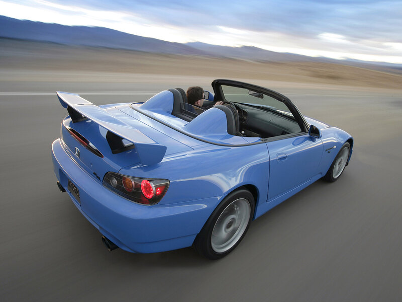 Blue Convertible Sports Car — Dynamic, Sunset