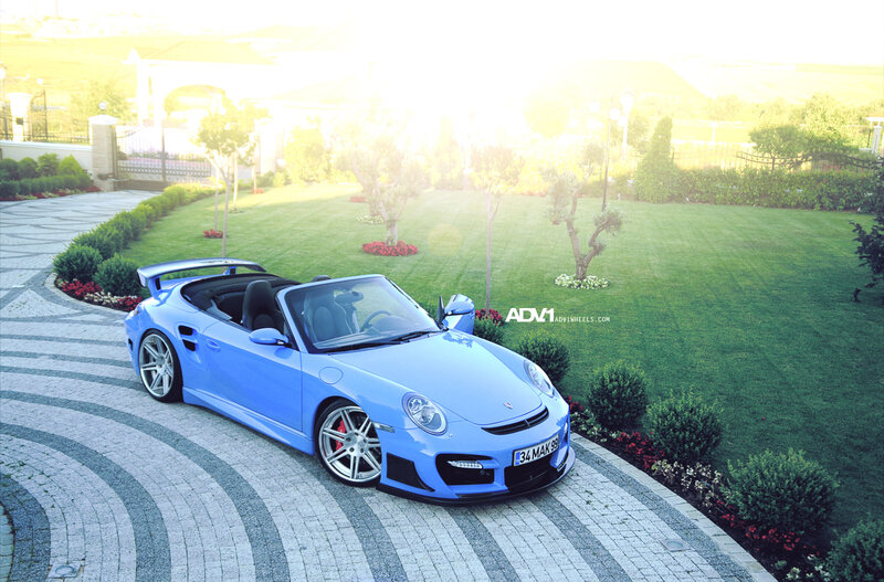 Blue Convertible Sports Car — Serene, Sunset