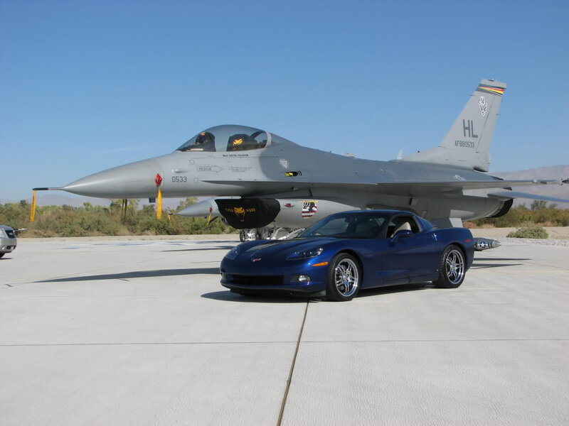 Blue Corvette and Jet