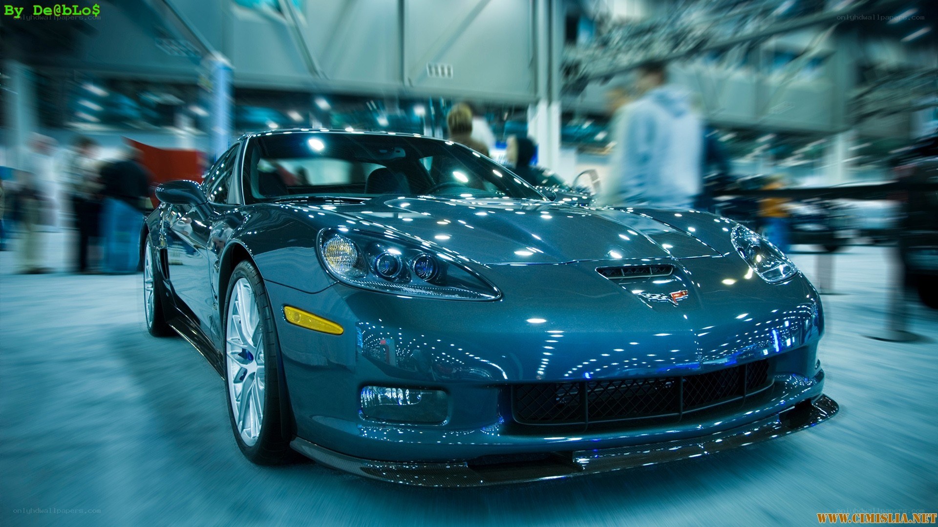 Blue Corvette at auto show