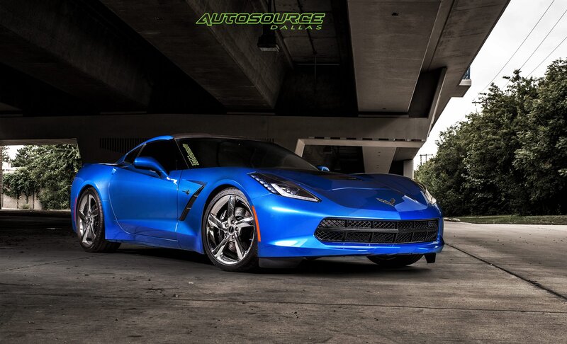 Blue Corvette Car — Dramatic, Afternoon, Photograph, Bridge