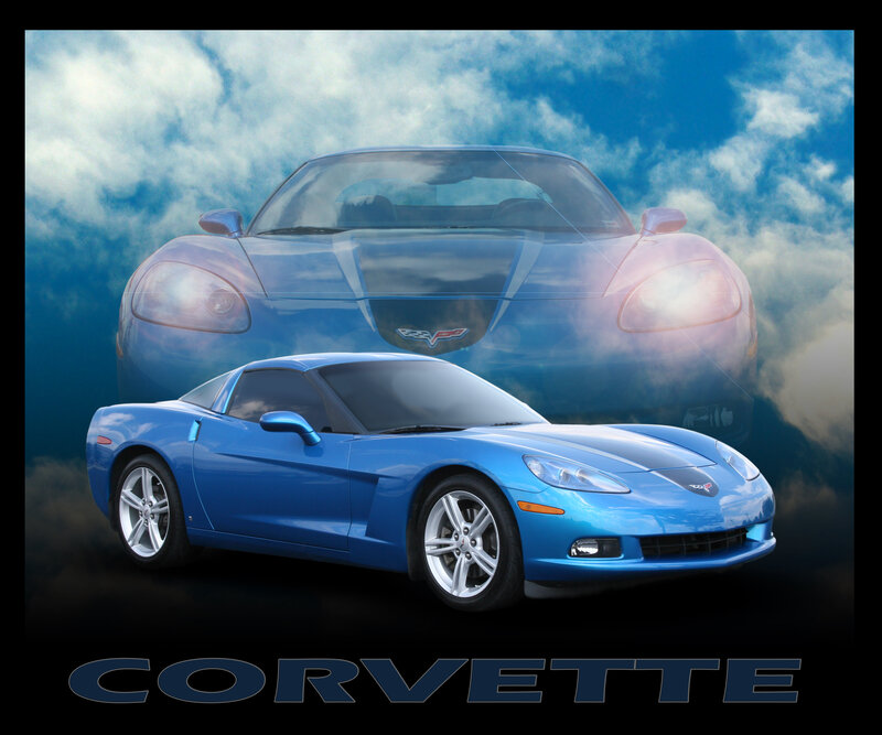 Blue Corvette Car — Dramatic