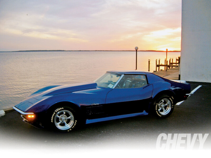 Blue Corvette Car — Serene, Sunset