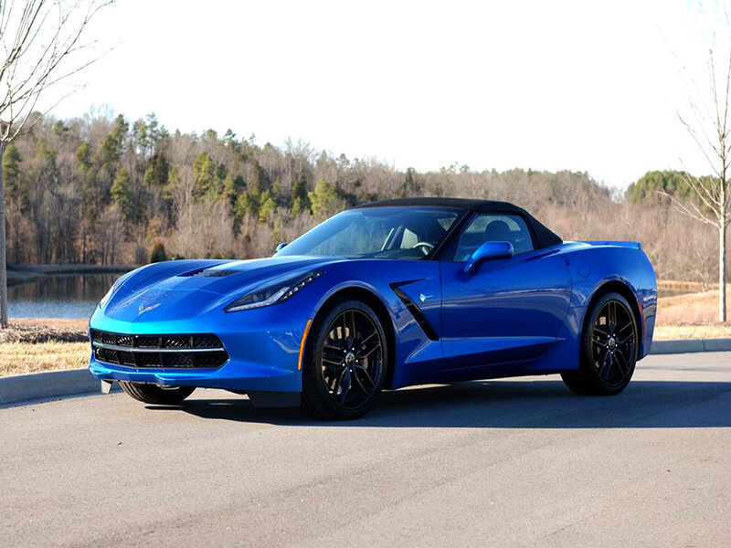 Blue Corvette Convertible — Calm, Autumn, Photograph