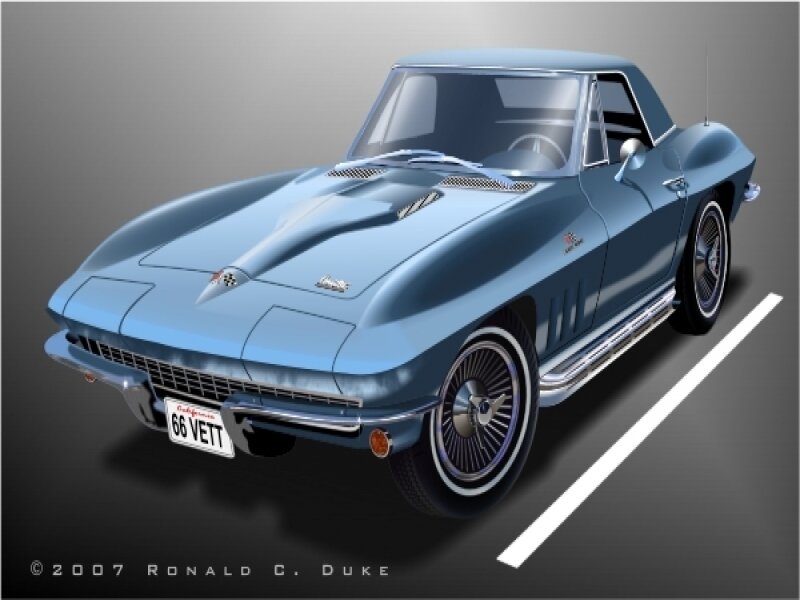 Blue Corvette Convertible — Dramatic, Digital Art