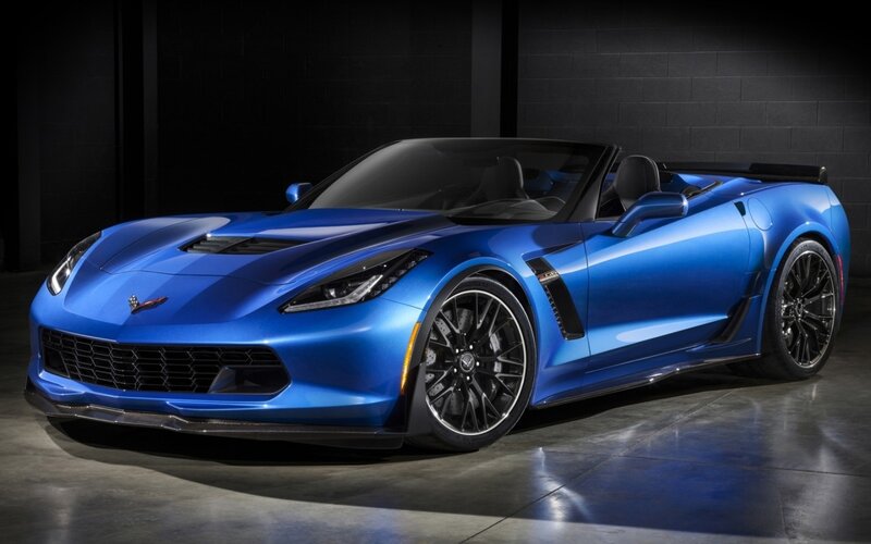 Blue Corvette Convertible — Dramatic, Photograph, Car, Black Wheels