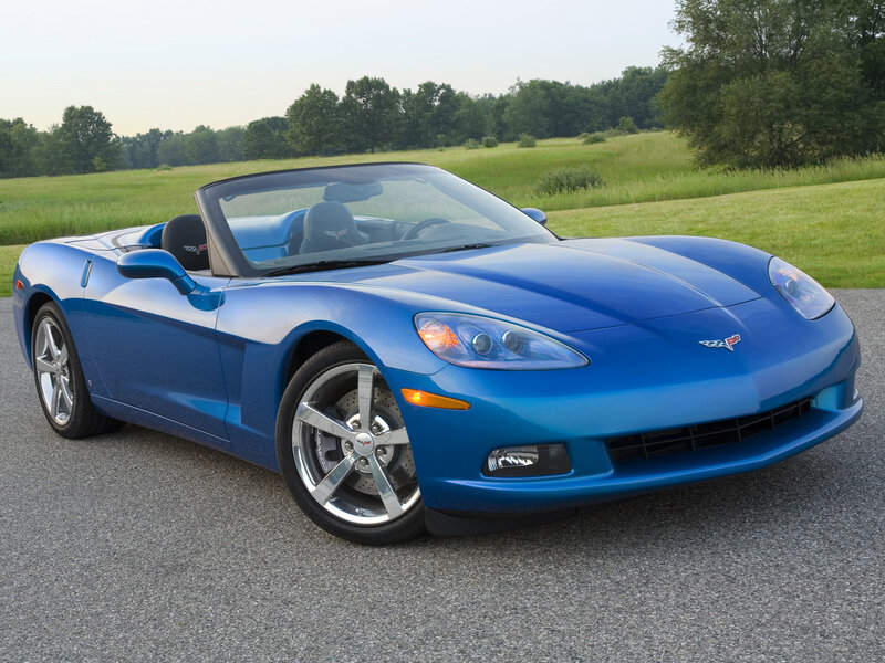 Blue Corvette convertible sports car