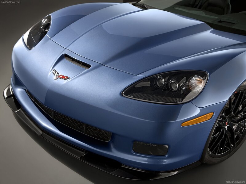 blue corvette front view
