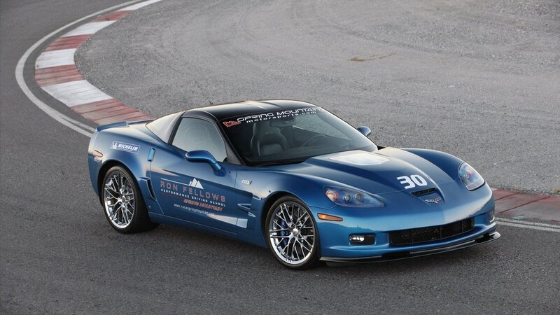 Blue Corvette on Racetrack — Dynamic