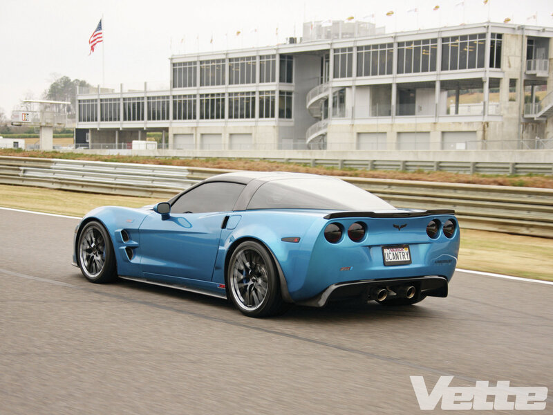 Blue Corvette on Track