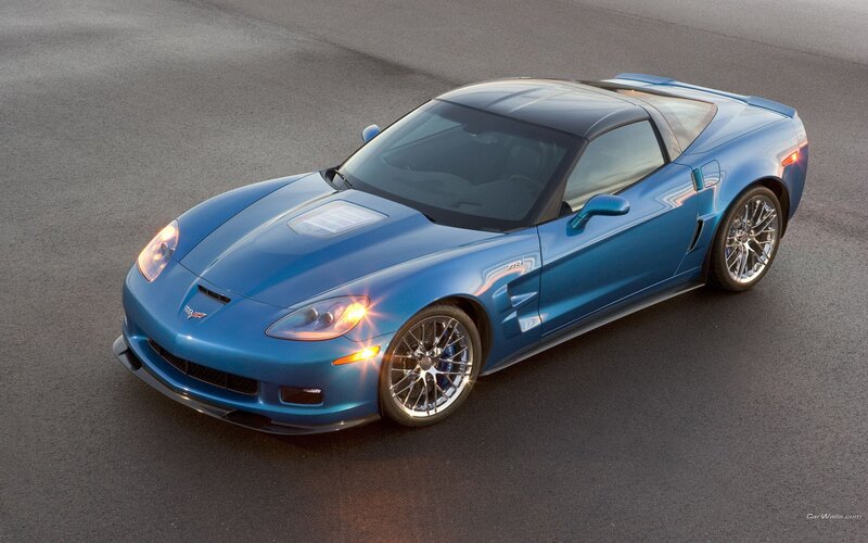 blue corvette sports car