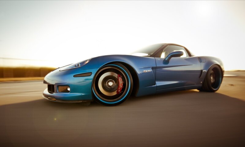 blue corvette sports car
