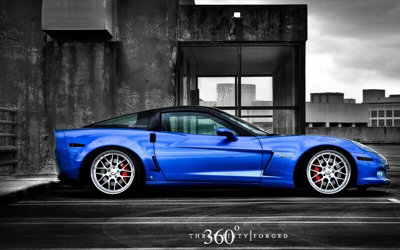 Blue Corvette Sports Car — Dramatic, Afternoon