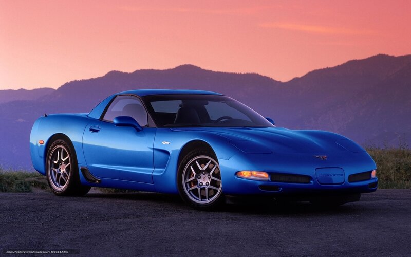 Blue Corvette Sports Car — Dramatic, Sunset, Photograph