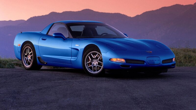 Blue Corvette Sports Car — Dramatic, Sunset