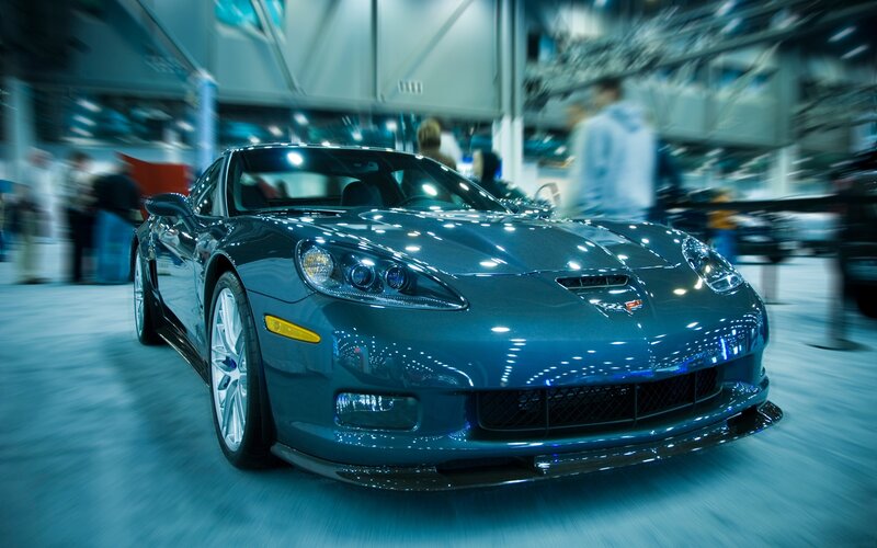 Blue Corvette Sports Car — Dynamic