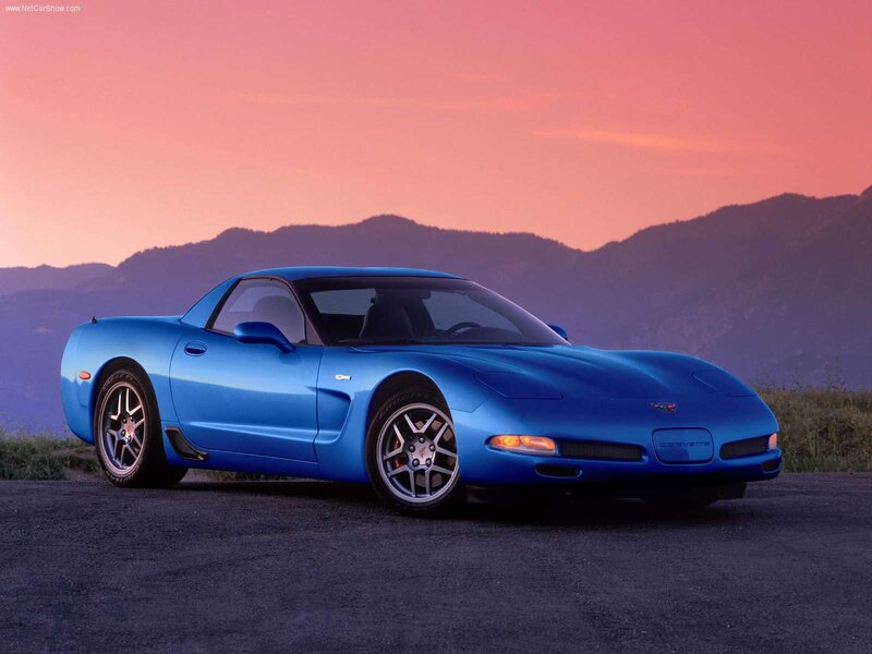 Blue Corvette Sports Car — Serene, Sunset