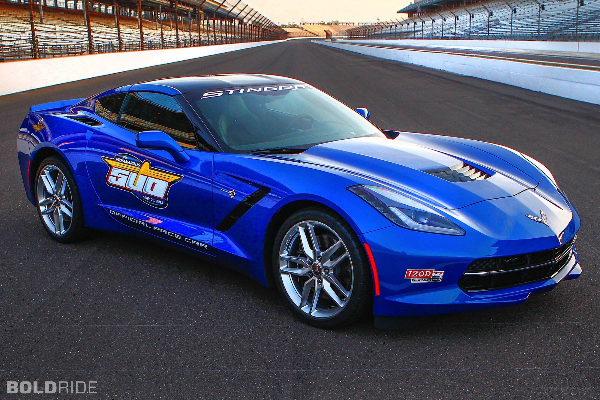 Blue Corvette Stingray pace car