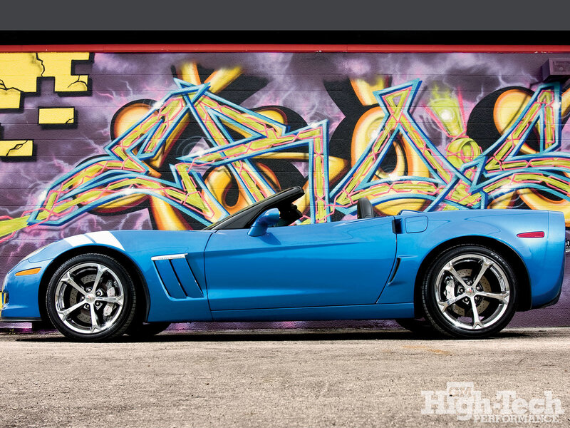 Blue Corvette with graffiti art