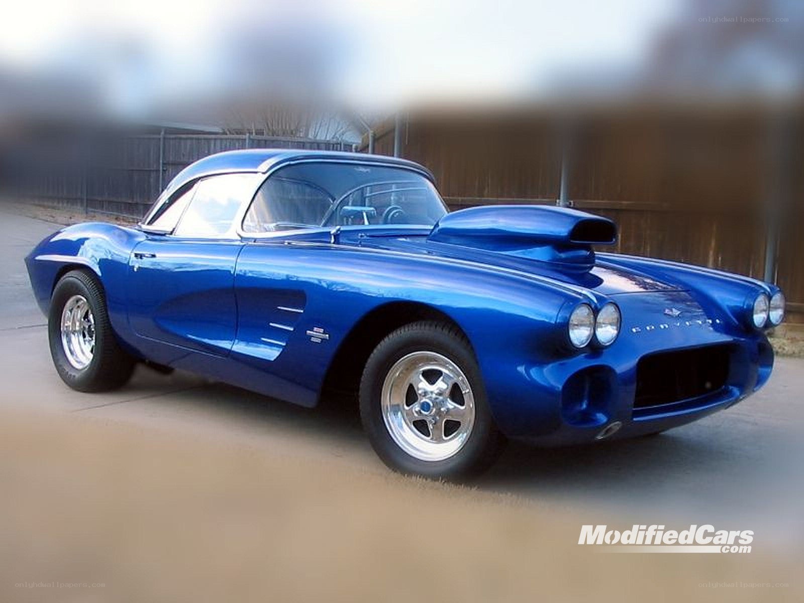 blue corvette with supercharger