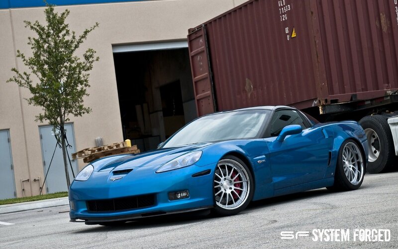 Blue Corvette Z06 parked outside