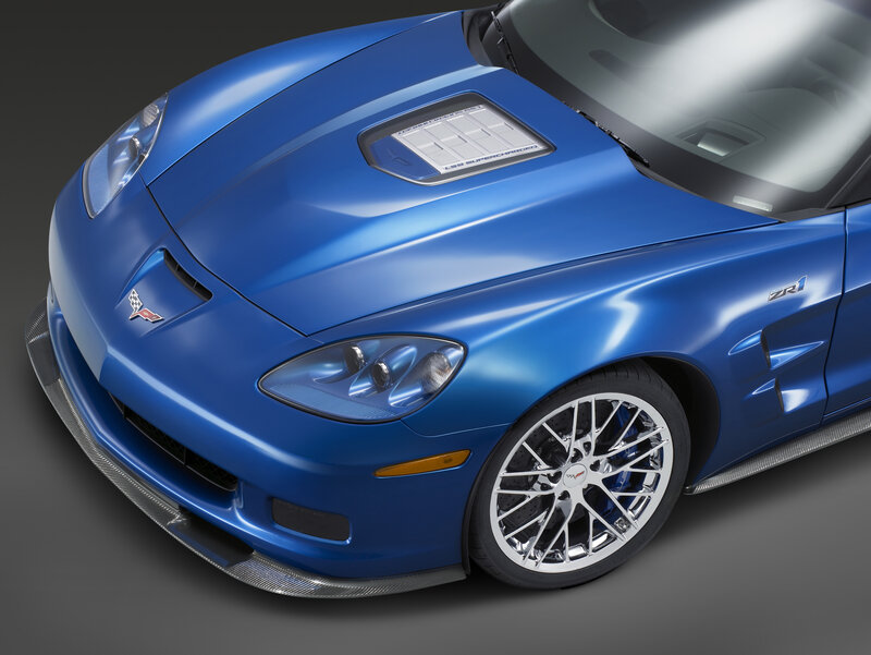 Blue Corvette ZR1 front view