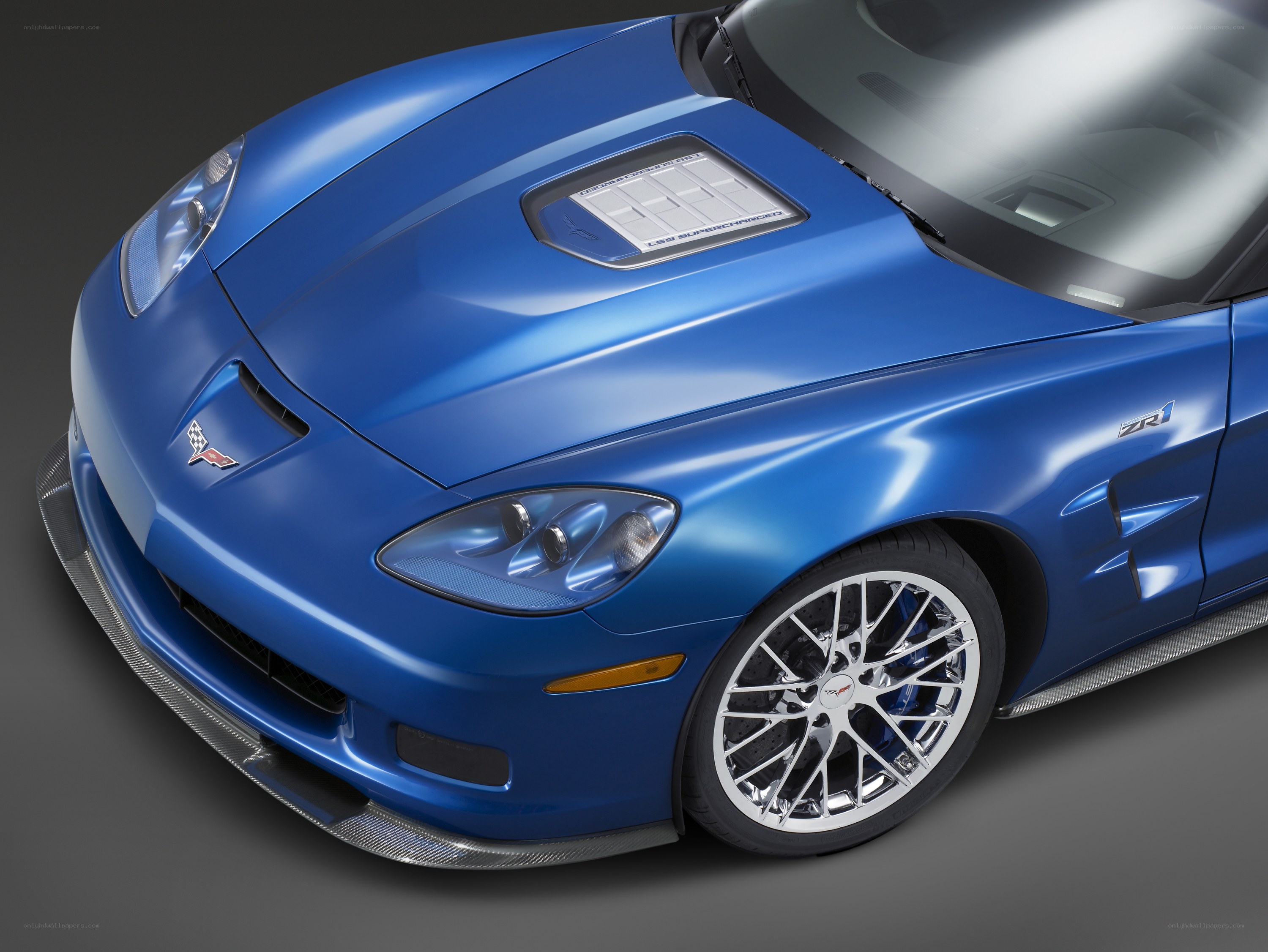 Blue Corvette ZR1 front view