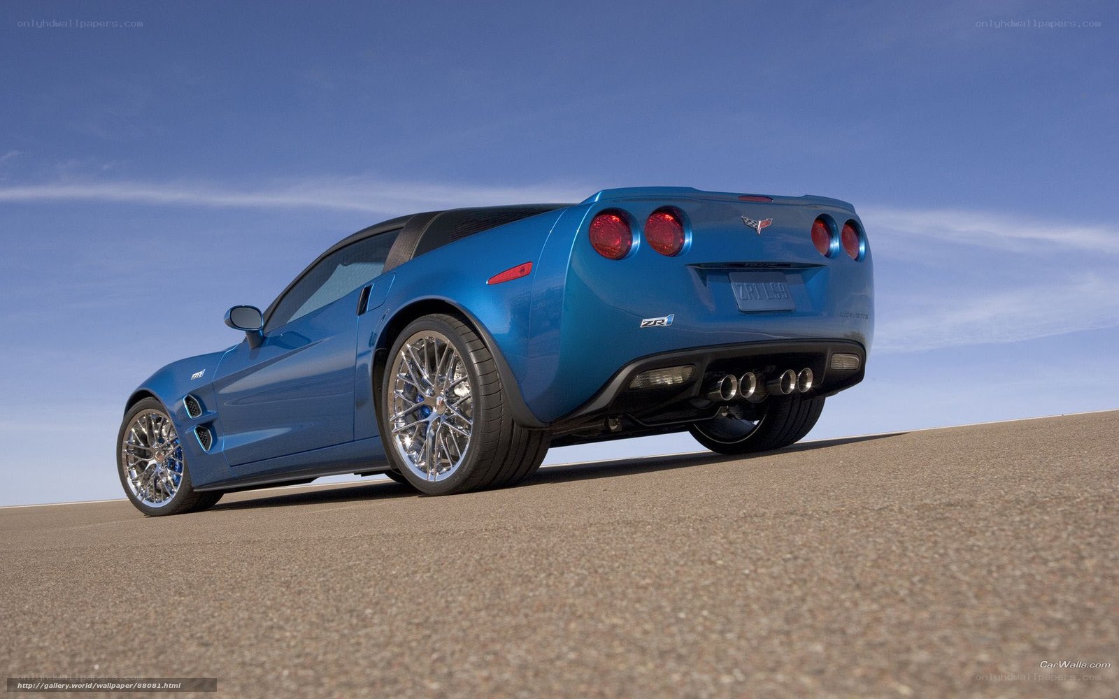 Blue Corvette ZR1 on road