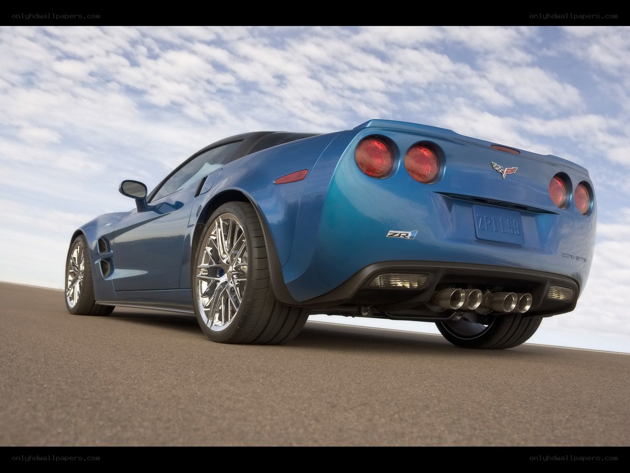 Blue Corvette ZR1 rear view