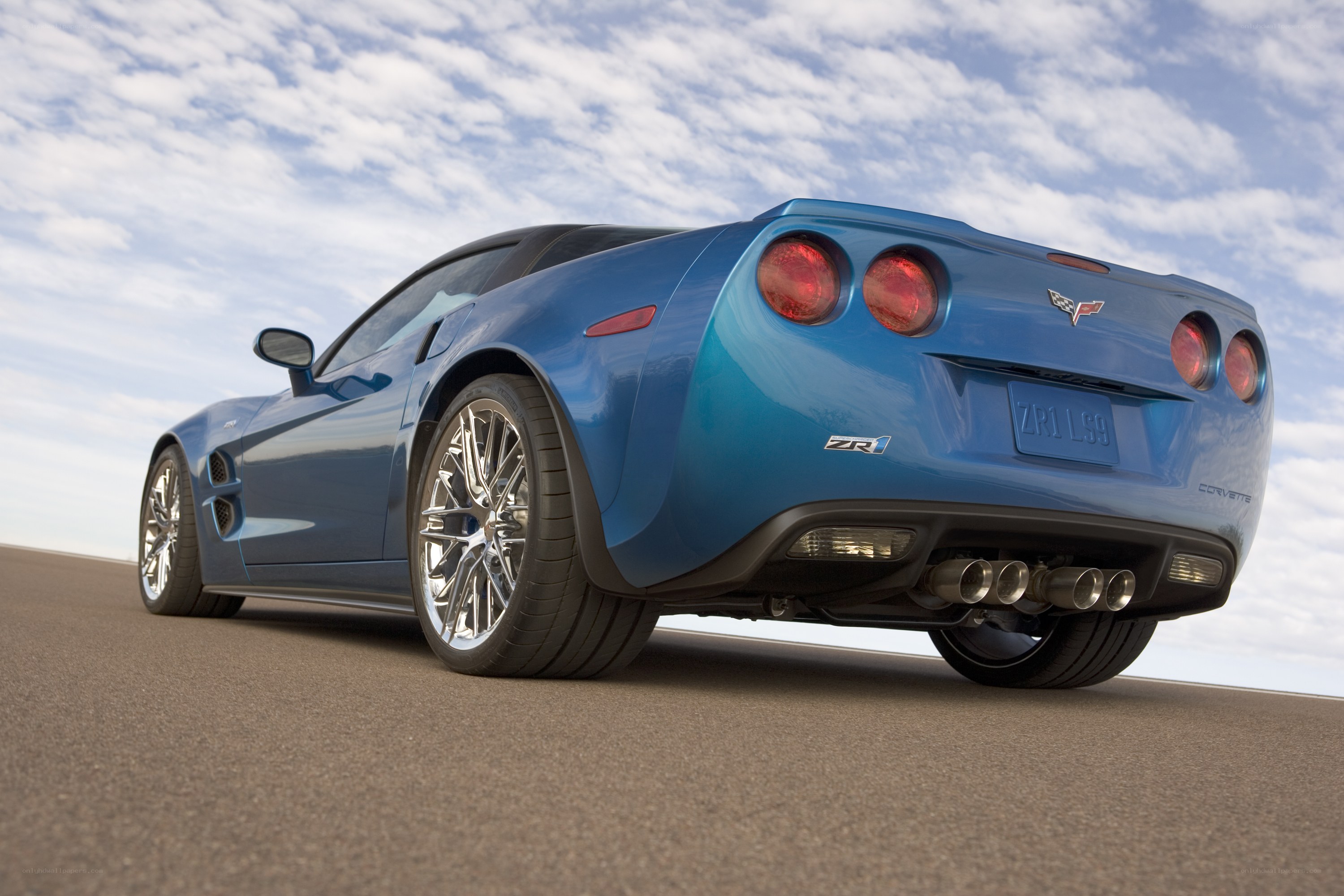 Blue Corvette ZR1 rear view