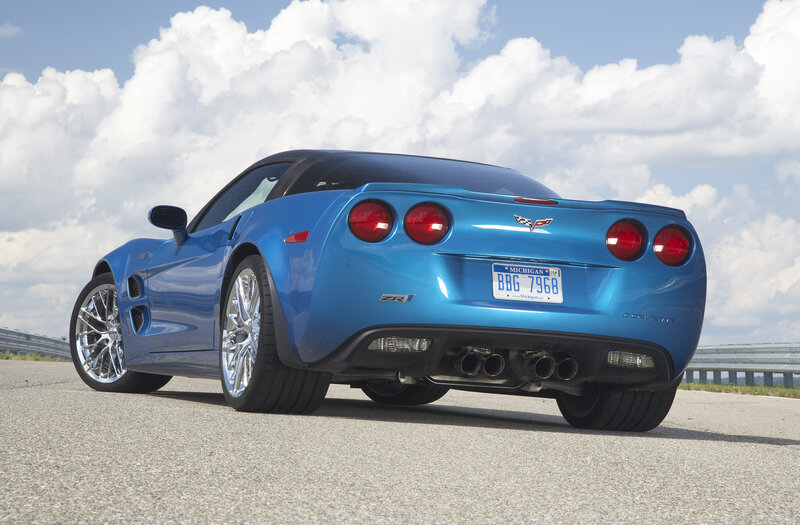 Blue Corvette ZR1 rear view