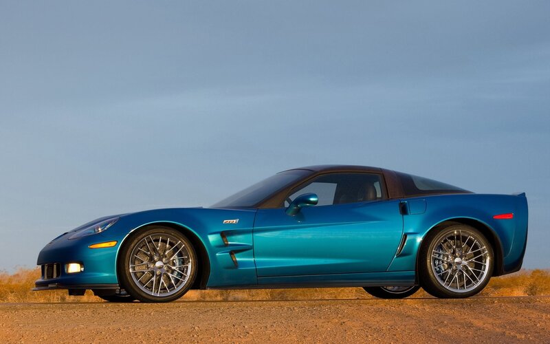 Blue Corvette Zr1 — Serene, Sunset, Photograph