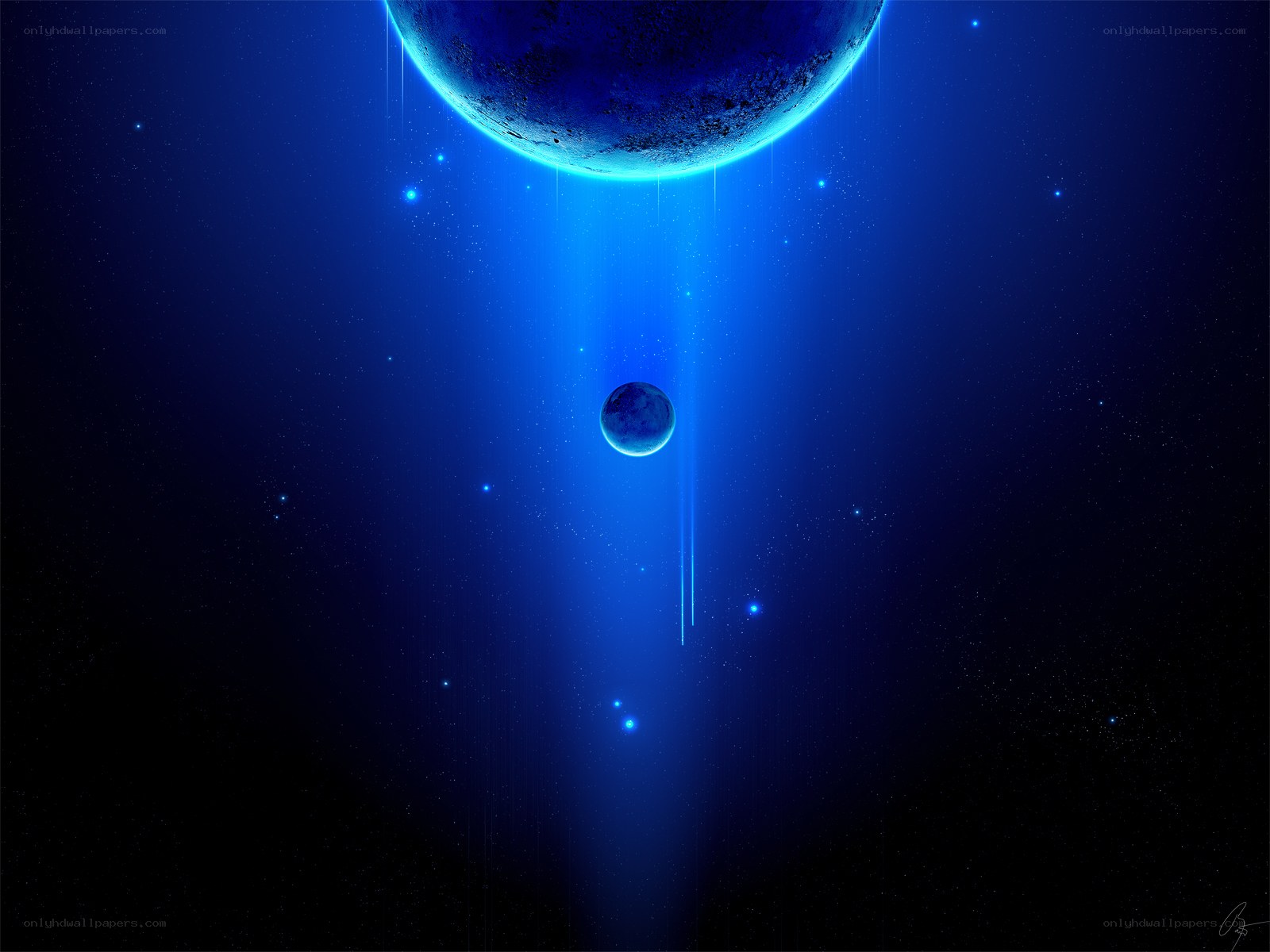 Blue cosmic planet scene