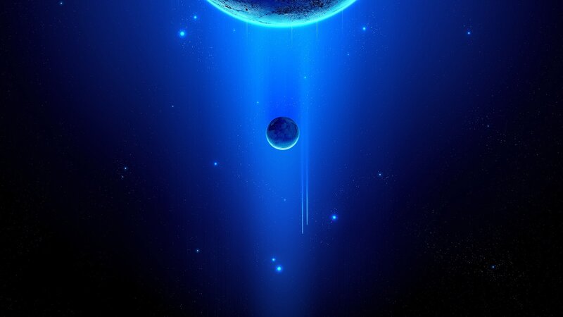 Blue cosmic planet scene
