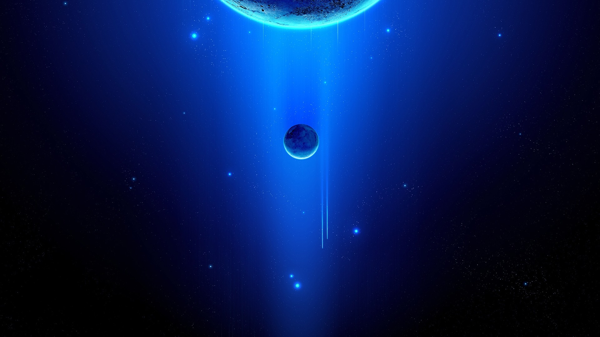 Blue cosmic planet scene