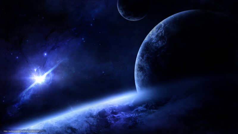 Blue cosmic planet scene