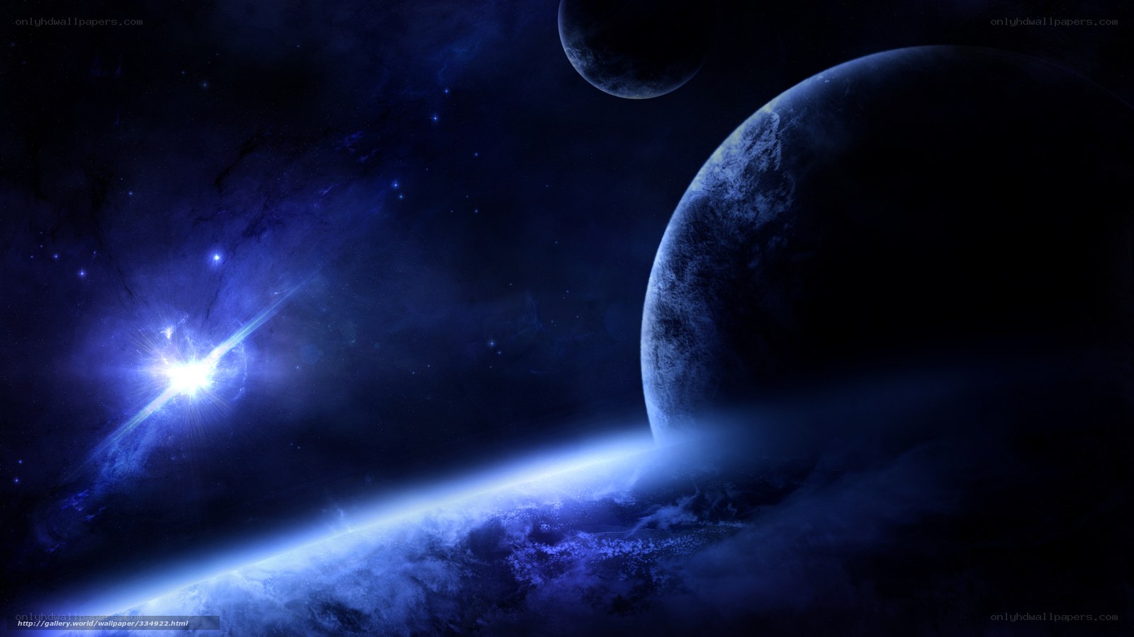 Blue cosmic planet scene