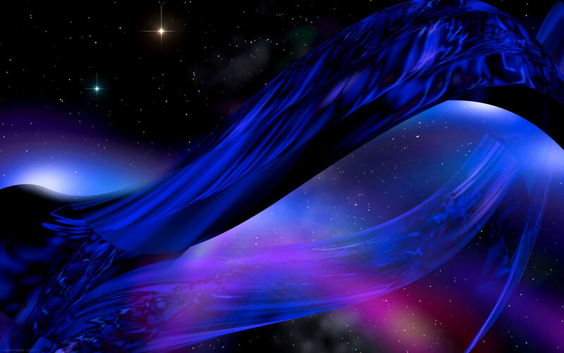 Blue cosmic ribbon in space