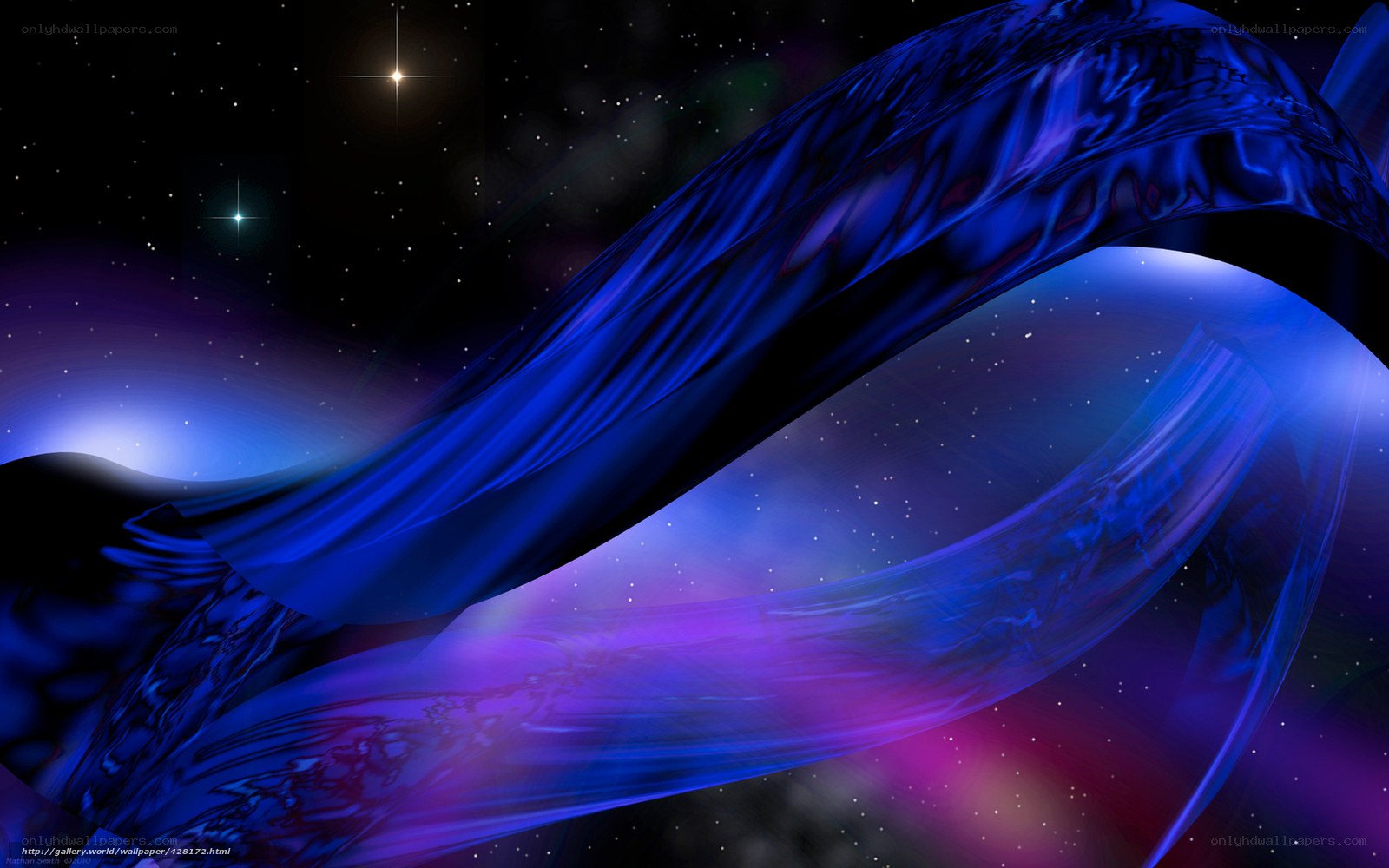 Blue cosmic ribbon in space