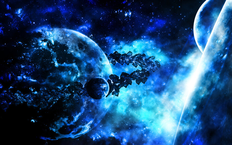 Blue cosmic space scene