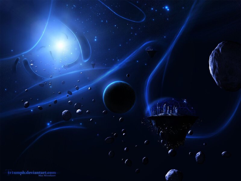 Blue cosmic space scene