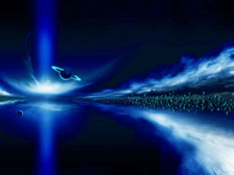 Blue cosmic space scene