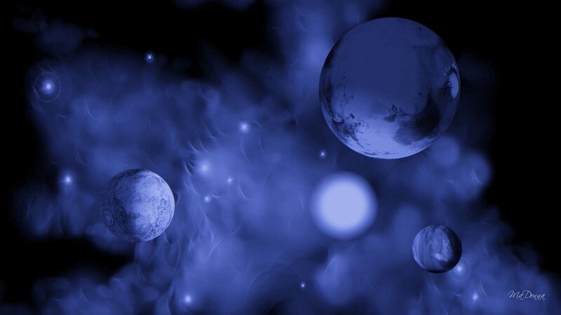 Blue cosmic spheres in nebula