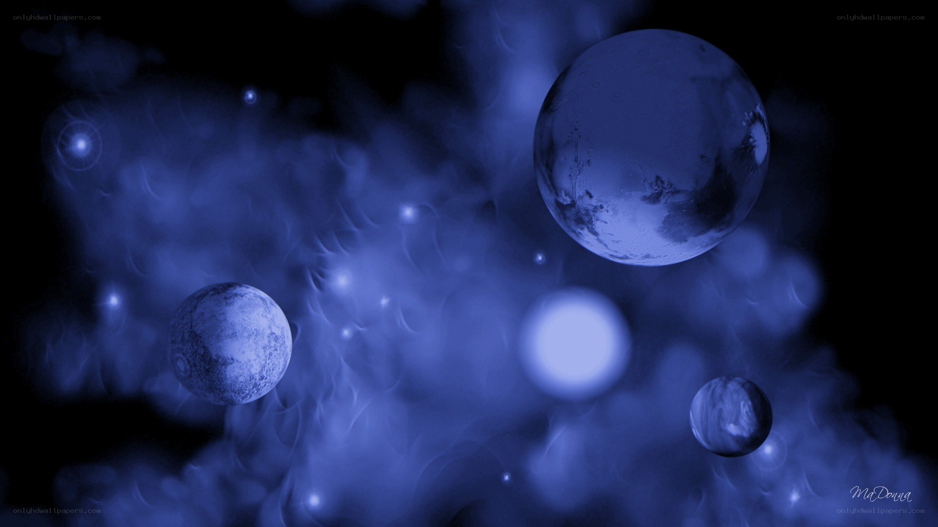 Blue cosmic spheres in nebula