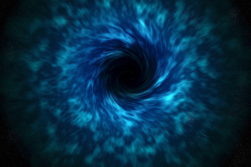 Blue Cosmic Vortex — Dramatic, Digital Art